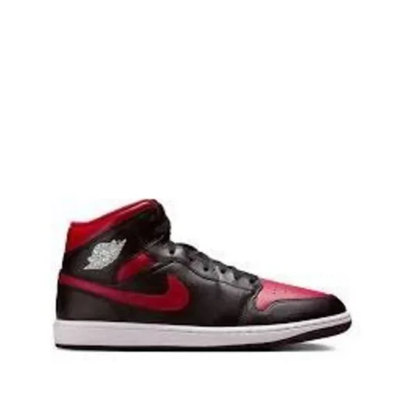 Nike Air Jordan 1 Mid Sneakers Red Bred Black Basketball Streetwear Men Size 9.5 - Picture 2 of 12